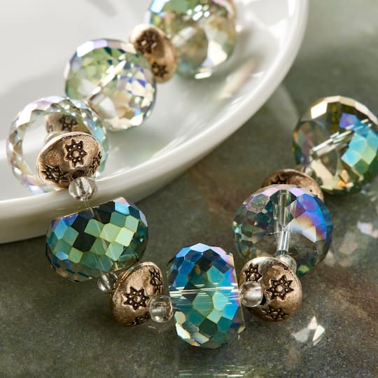 Aqua Metal & Glass Rondelle Beads by Bead Landing™
